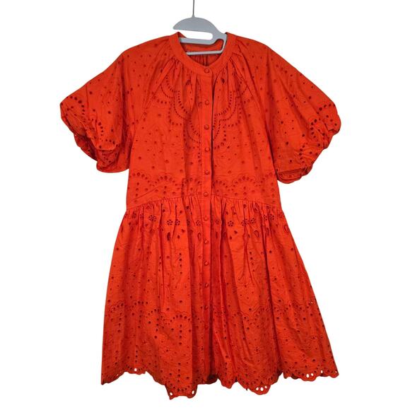 ANTONIO MELANI Dresses & Skirts - NEW NWT Women's Antonio Melani Red Orange Eyelet Button Front Dress | Size 2